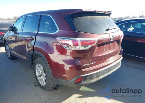 2014 Toyota Highlander Le z USA, uszkodzony, nr VIN 5TDZARFH4ES008886